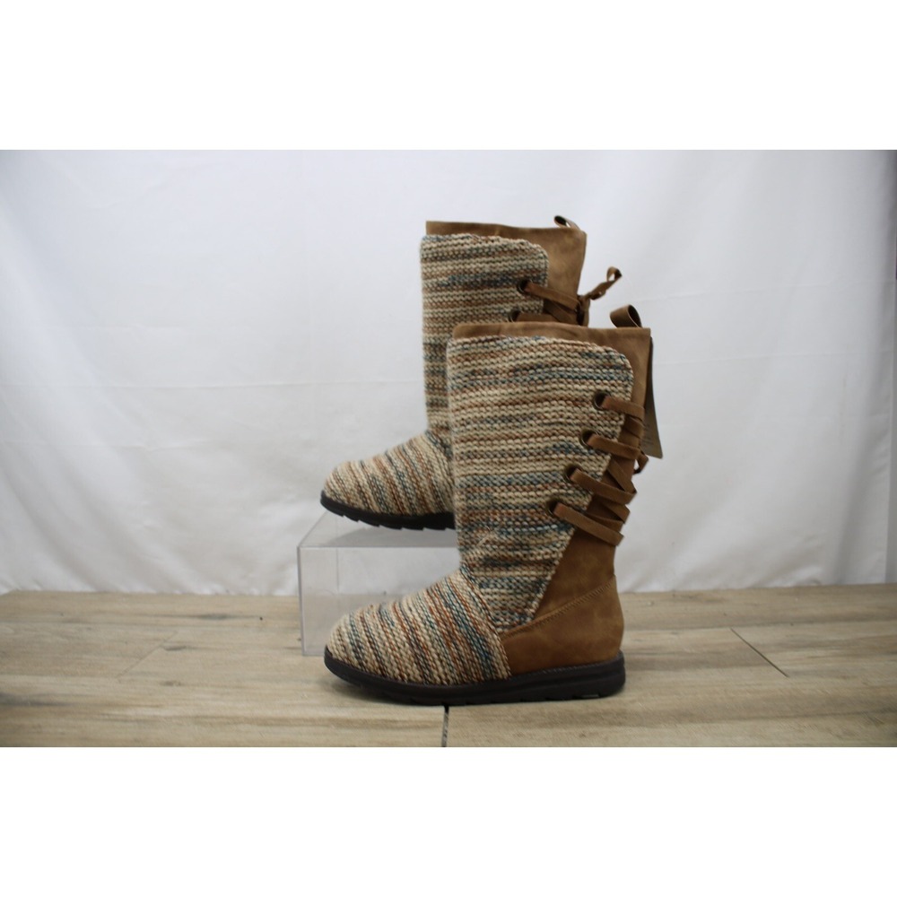 Muk Luks Lucinda Wide Calf Cognac Boots Wool Blend Lining Women's Size 7